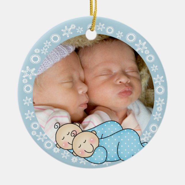 Doppeljungen-1. Weihnachtsverzierung Keramik Ornament (Vorne)