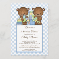 Doppeljungen-Babyparty-Einladung trägt Blau
