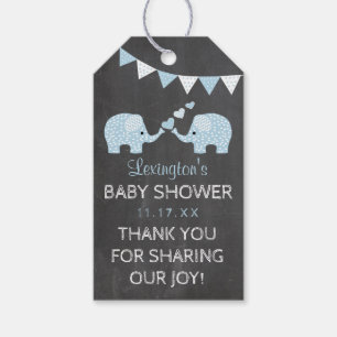 Doppeljungen-danken blaue Elefant-Babyparty Ihnen Geschenkanhänger