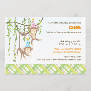 Doppeljungen-und Mädchen-erste Einladung