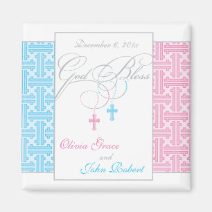 Doppeljungen-und Mädchen-Taufe-Bevorzugung - Magnet