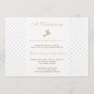 Doppeljungen-und Mädchen-Taufeinladung Einladung