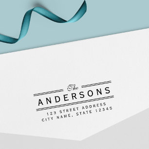 Doppellinien Elegante Familienname-Rücksendeadress Permastempel