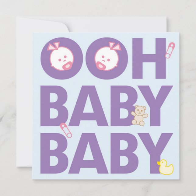 Doppelmädchen-Babyparty Einladung (Vorderseite)