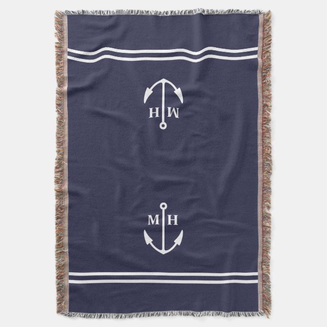 Doppelnavy Anchor Monogram Schubblanken Decke (Vorderseite Vertikal)