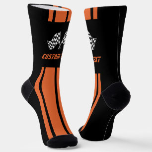 Doppelorangefarbene Streifen-Racing-Fahnen-Socken Socken