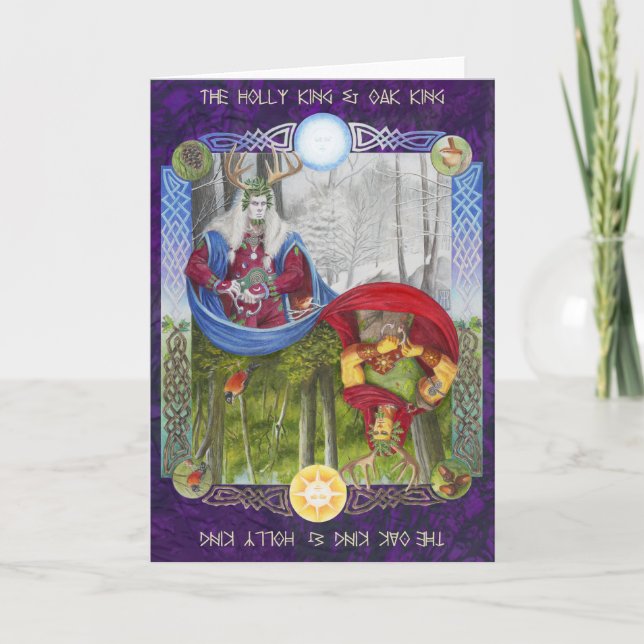 Doppelportrait des Eichenkönigs und des Holly King Karte (Vorderseite)
