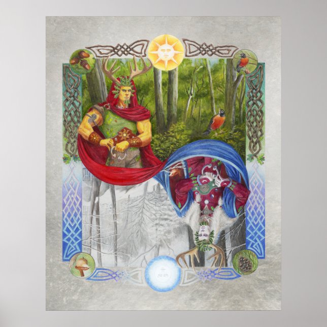 Doppelportrait des Eichenkönigs und des Holly King Poster (Vorne)