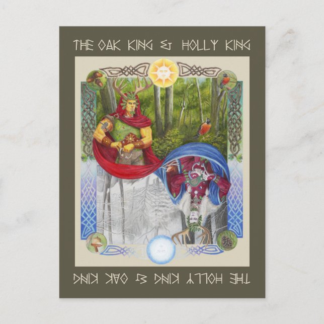 Doppelportrait des Eichenkönigs und des Holly King Postkarte (Vorderseite)