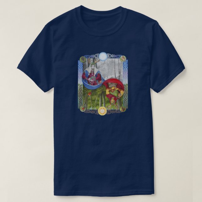 Doppelportrait des Eichenkönigs und des Holly King T-Shirt (Design vorne)
