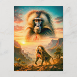 Doppelporträt von Gelada Baboon Feiertagspostkarte