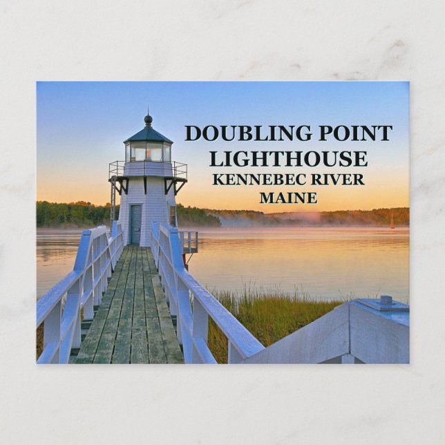 Doppelpunkt Leuchtturm, Maine Postcard Postkarte (Vorderseite)