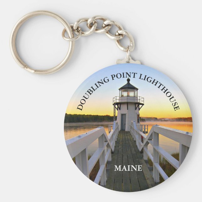 Doppelpunkt Leuchtturm, Maine Round Keyring Schlüsselanhänger (Vorne)