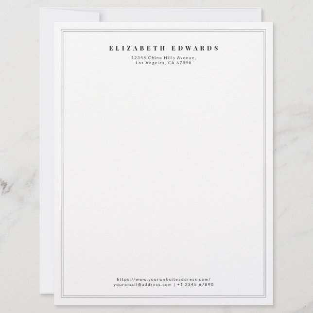 Doppelrand Einfach Elegant Minimalistisch Briefbogen (Vorderseite)