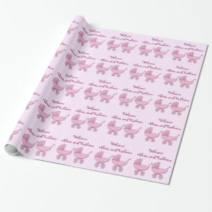 Doppelrosa Polka-Kinderrollen Geschenkpapier