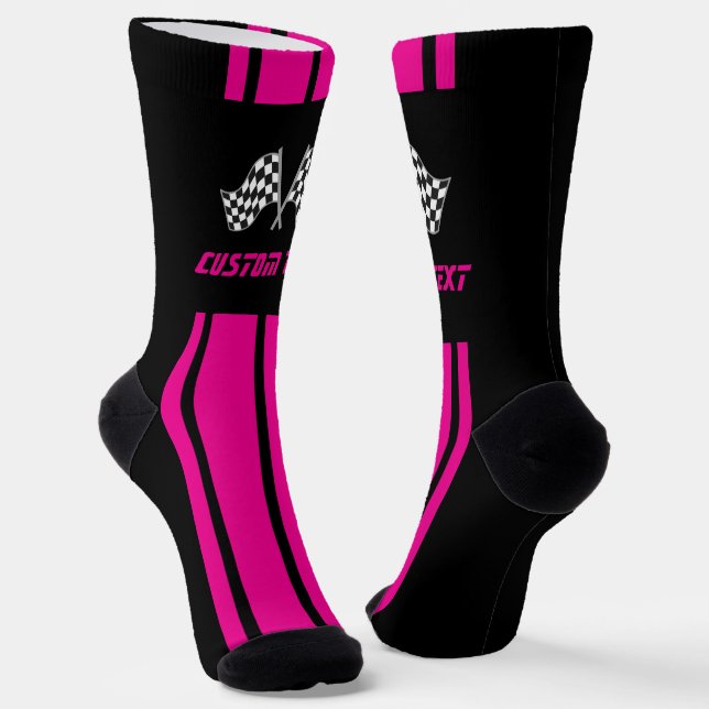 Doppelrosa Streifen Racing Flags Socks Socken (Gewinkelt)