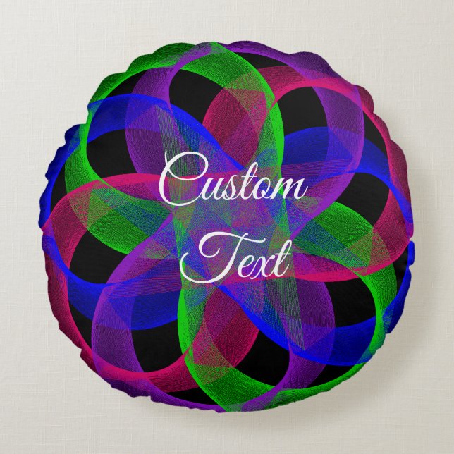 Doppelschleifmesh Geometrisches Rundkissen Rundes Kissen (Vorderseite)