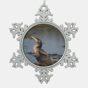 Doppelschnabelkormoran Schneeflocken Zinn-Ornament