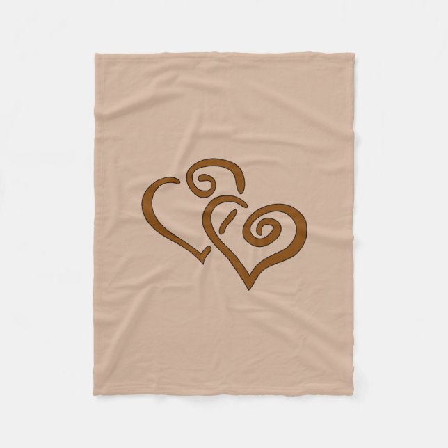 Doppelschokolade Brown Hearts Fleece Blanket (Vorderseite)