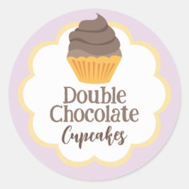 Doppelschokolade Cupcake Scallop-Etikett Runder Aufkleber