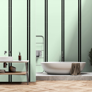 Doppelschwarze Streifen auf blassgrün Tapete