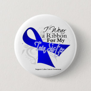 Doppelschwester-blaues Band - Darmkrebs Button