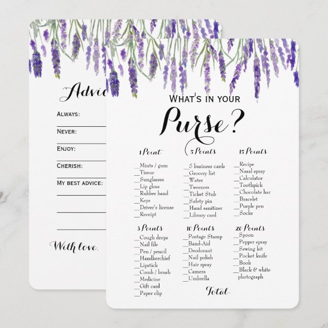 Doppelseite - 2 Brautparty Games Pursuit | Wünsche Einladung (Vorne/Hinten)