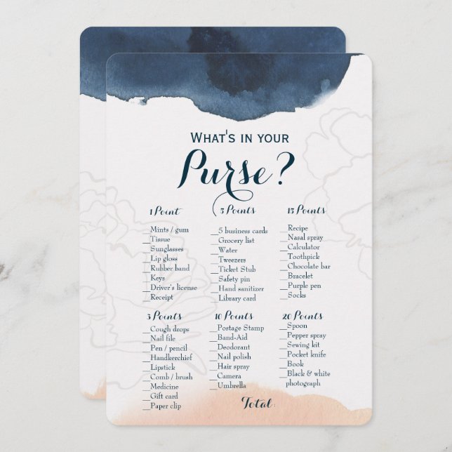 Doppelseite - 2 Brautparty Games Pursuit | Wünsche Einladung (Vorne/Hinten)