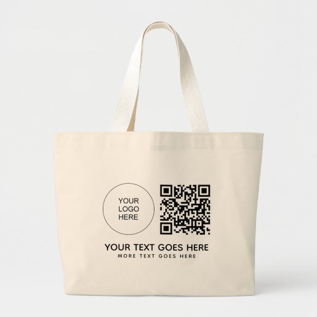 Doppelseitig bedrucktes Firmenlogo QR-Code Barcode Jumbo Stoffbeutel (Vorne)