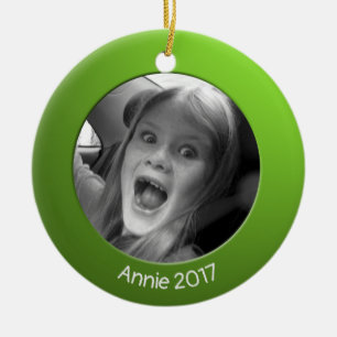 Doppelseitig Grün 2 x Benutzerdefiniertes Foto un Keramik Ornament
