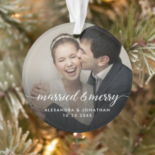 Doppelseitig Verheiratet & Fröhlich Neuvermählte B Ornament