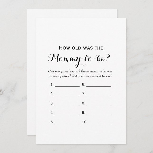 Doppelseitige - 2 Kinderduschspiele - Wie alt | Be Einladung (Vorne/Hinten)