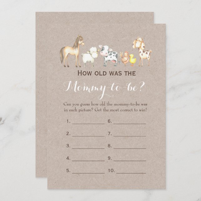 Doppelseitige - 2 Kinderduschspiele - Wie alt | Be Einladung (Vorne/Hinten)