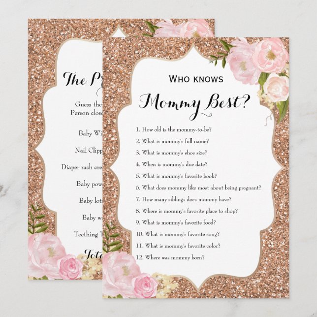 Doppelseitige - 2 x Baby Shower Games Einladung (Vorne/Hinten)