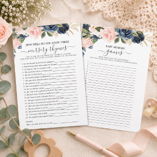 Doppelseitige Baby-Rosa-Navy-Blumen-Kaskaden-Spiel