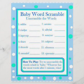 Doppelseitige Babyparty-Spiele Flyer