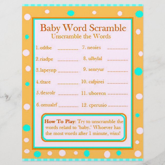Doppelseitige Babyshower-Spiele Flyer (Vorne)