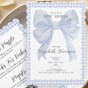 Doppelseitige blaue Schleife Junge Baby Shower Ein Einladung