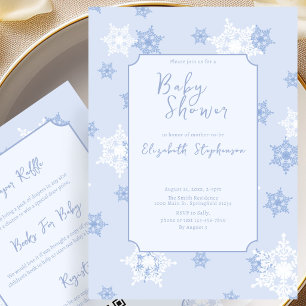 Doppelseitige blaue Schneeklocken-Baby-Shower-Einl Einladung