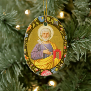 Doppelseitige Darstellung des Apostels Petrus (PM Keramikornament