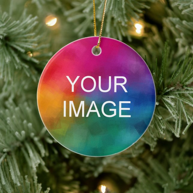 Doppelseitige Druckaufladung Eigenes Foto-Logo in  Keramik Ornament (Baum)