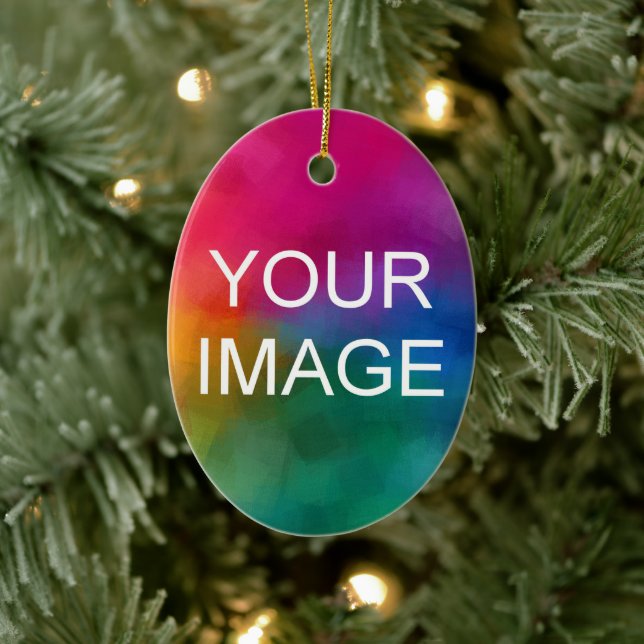 Doppelseitige Druckaufladung Eigenes Foto oder Log Keramik Ornament (Baum)
