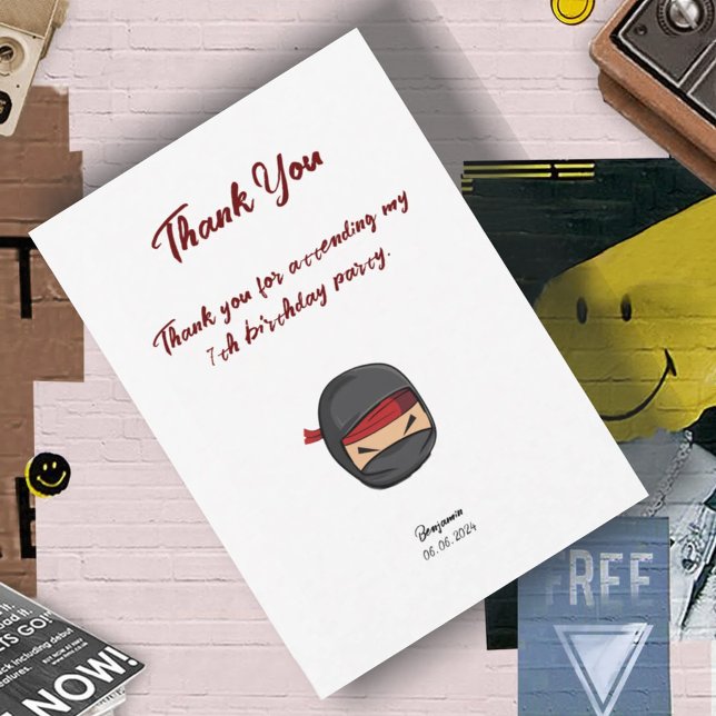 Doppelseitige editierbare ninja-themed Dankeschön  Dankeskarte (Von Creator hochgeladen)