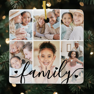 Doppelseitige Familienfoto-Collage Keramikornament