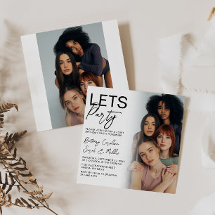 Doppelseitige Fotogruppe Geburtstagsfeier Einladung