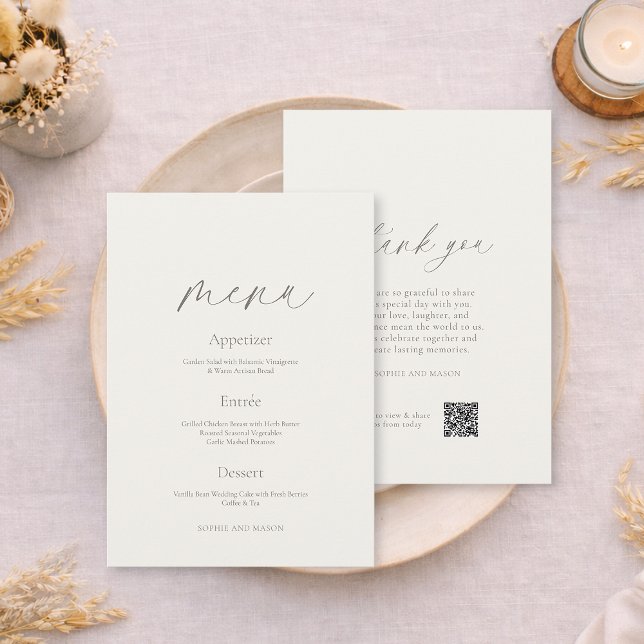 Doppelseitige Hochzeitsmenü- und Dankeskarten Einladung (Von Creator hochgeladen)