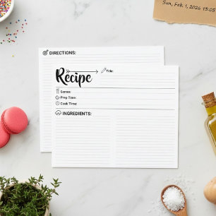 Doppelseitige leere Rezeptkarte (Kochkarten)