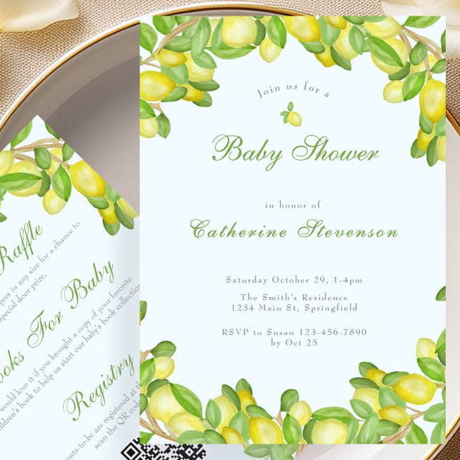Doppelseitige Lemon Boy Baby Shower Einladung  (Von Creator hochgeladen)