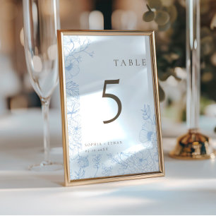 Doppelseitige Linie Art Französisch Blue Table Nr  Einladung