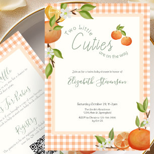 Doppelseitige Little Cutie Zwillinge Baby Shower  Einladung